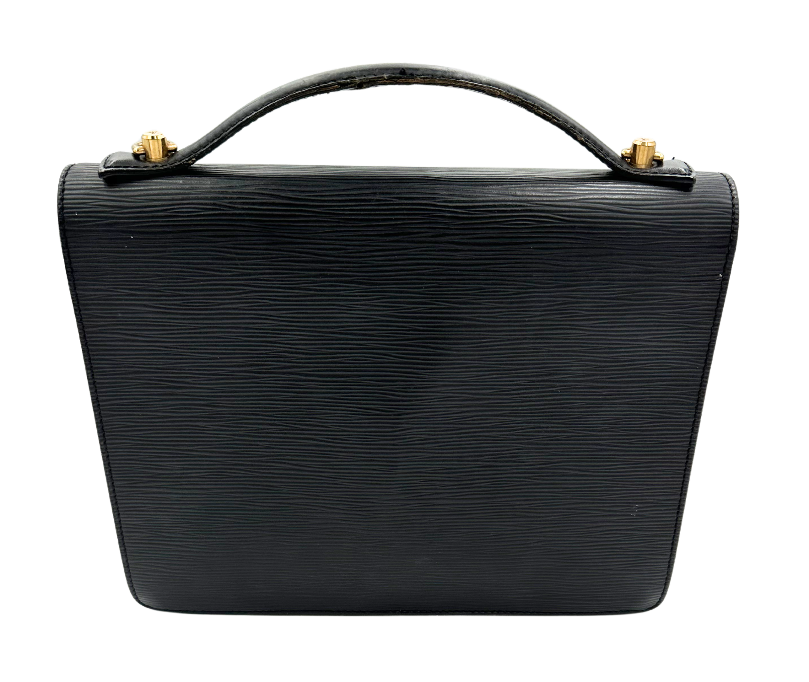 Authentic Louis Vuitton Monceau Black Epi Leather Handbag & Shoulder Bag for Women | Luxury Designer Purse for Work, Travel & Evening Events