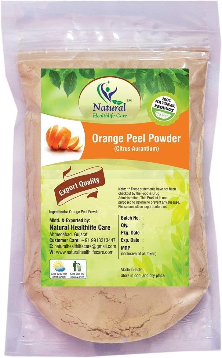 Organic Orange Peel Powder for Glowing Skin - 100% Natural Herbal Face Pack (8oz/227g) - Brightening & Exfoliating Facial Scrub for Acne, Dark Spots & Dull Skin - Perfect for DIY Skincare & Spa Treatments