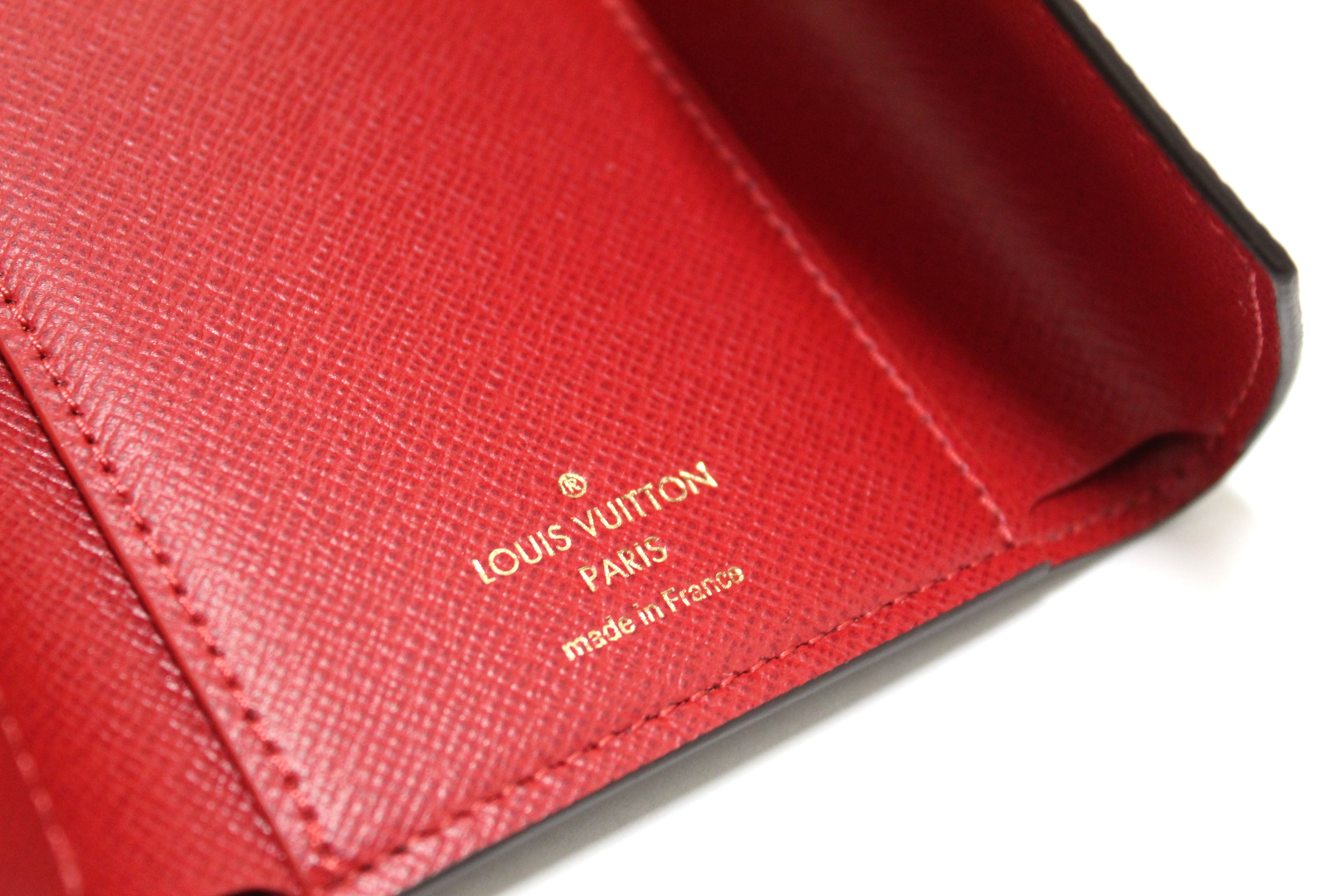 Authentic Louis Vuitton Damier Ebene Victorine Wallet - Red Interior Trifold Design | Luxury Compact Wallet for Women, Perfect for Everyday Use & Travel Accessories