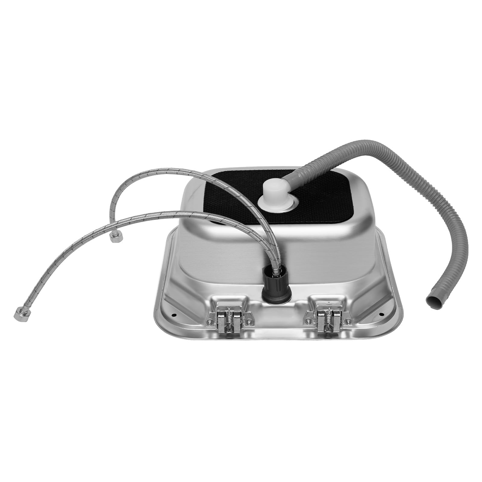 Stainless Steel RV Sink with Rotatable Faucet & Tempered Glass Lid - 5.9