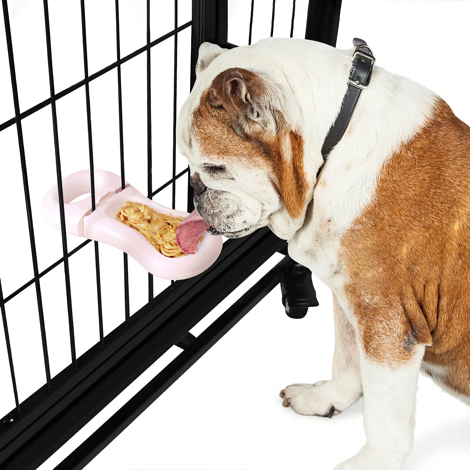 Dog Training Toy for Crate Training - Peanut Butter Slow Feeder Treat Dispenser to Reduce Anxiety & Boredom | Interactive Puzzle Toy for Puppies & Adult Dogs | Perfect for Separation Anxiety, Mental Stimulation & Behavior Training (Pink)