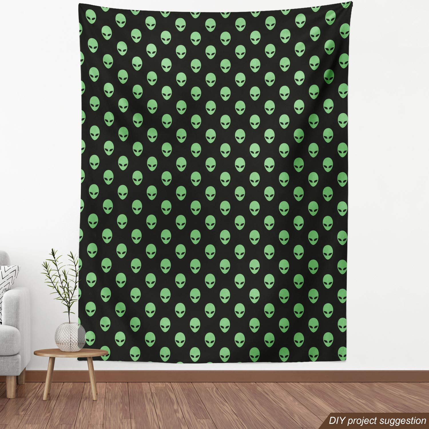 Ambesonne Alien Fabric by The Yard - Supernatural Martian Beings Print - Decorative Upholstery & Home Accent Fabric (5 Yards, Fern Green) - Perfect for DIY Projects, Curtains, Pillows & Space-Themed Decor