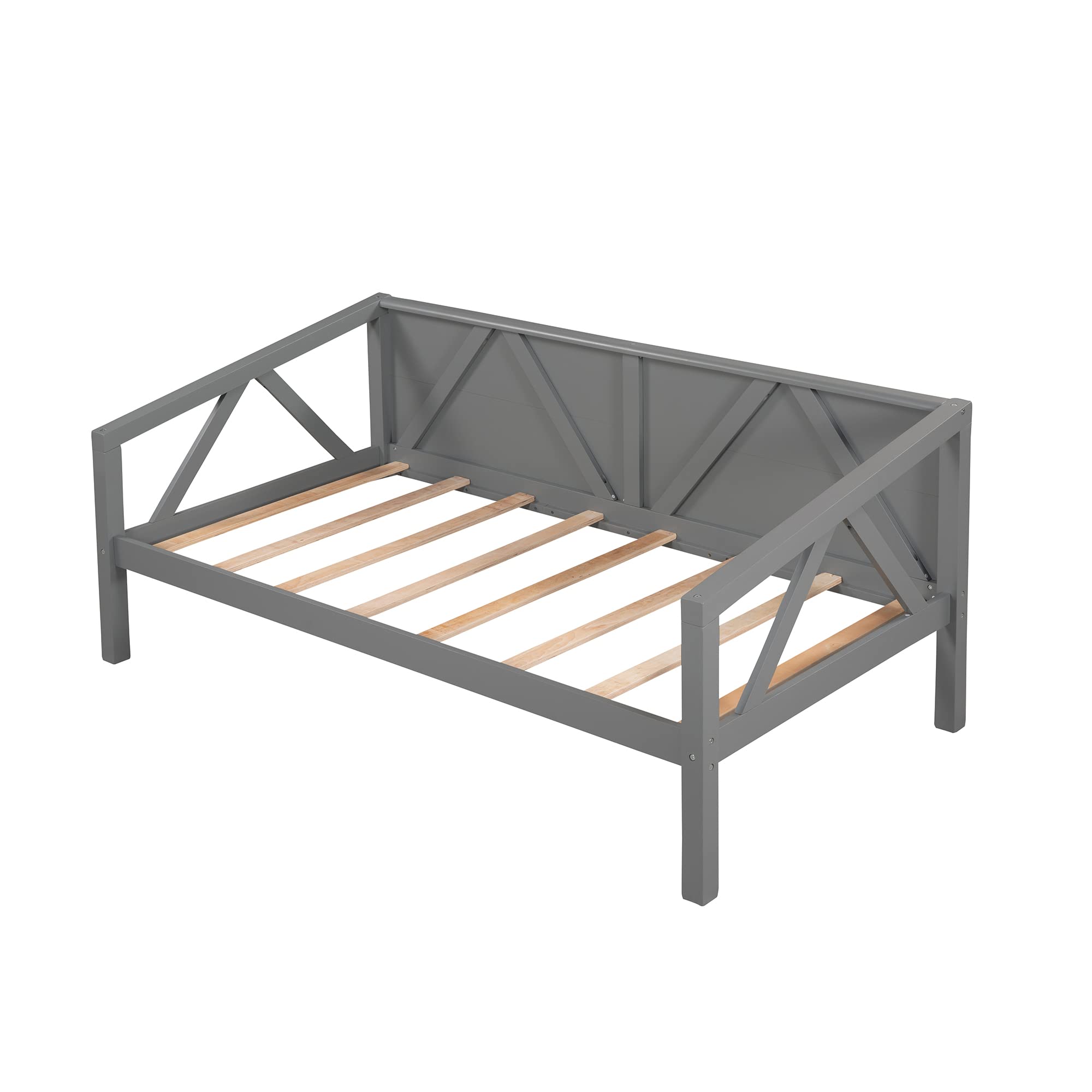 SOFTSEA Twin Daybed Frame - Sturdy Wood Platform Bed with Wood Slats & Triangle Support | Space-Saving Sofa Bed for Small Bedroom, Living Room, Guest Room & Dorm | Perfect for Lounging, Napping & Extra Seating