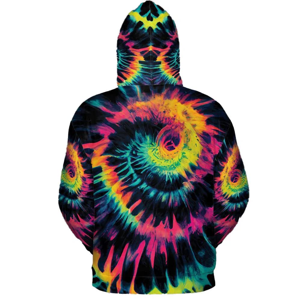 Trendy Tie Dye Graphic Hoodies for Men & Women - Spiral Neon Pullover Sweatshirt | Unisex Casual Wear for Teens & Adults | Perfect for Streetwear, Festivals, and Everyday Fashion