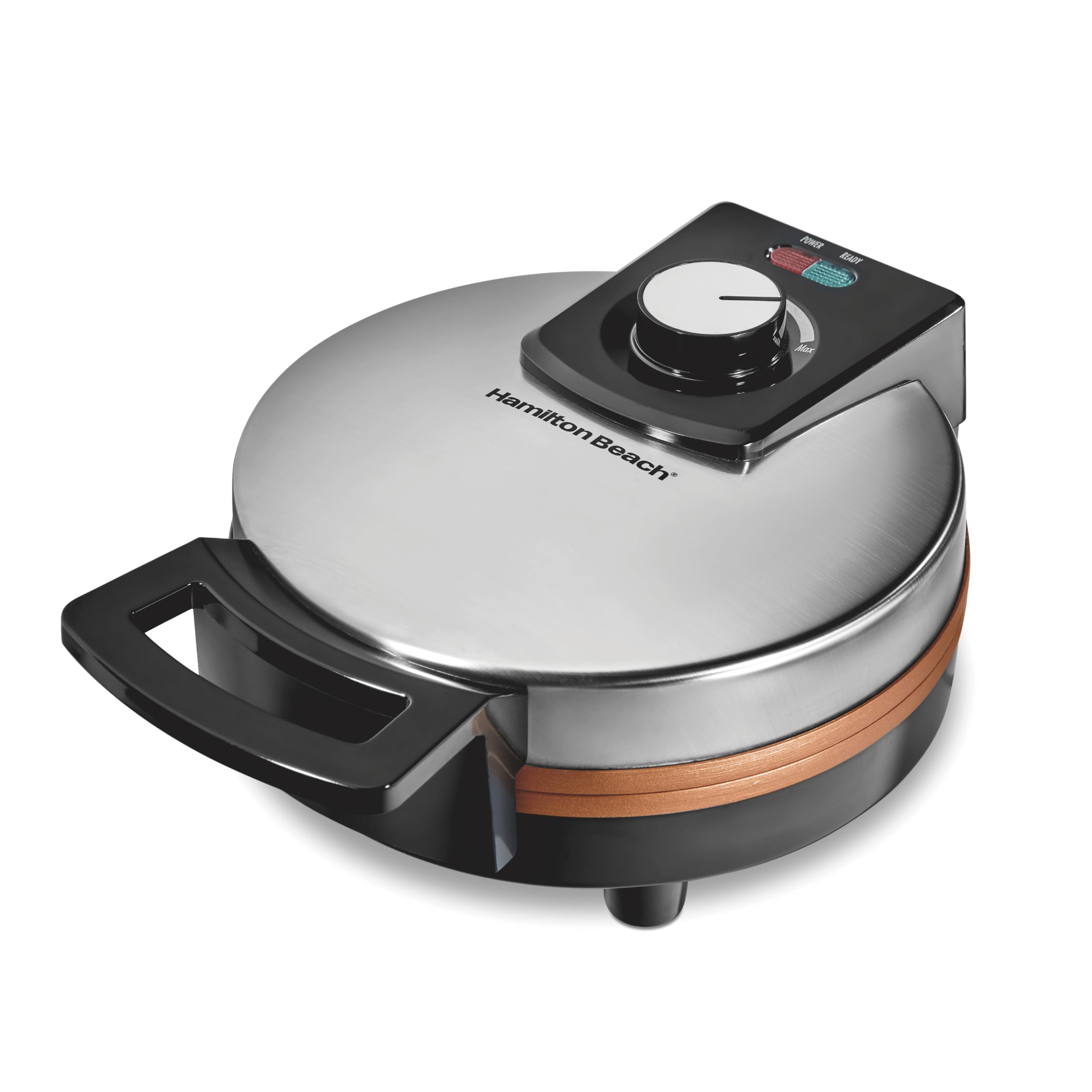 Hamilton Beach Belgian Waffle Maker - PFAS-Free Non-Stick Ceramic Coating, Adjustable Browning Control, LED Indicator Lights, Stainless Steel Design (Model 26081) - Perfect for Breakfast, Brunch, and Family Gatherings