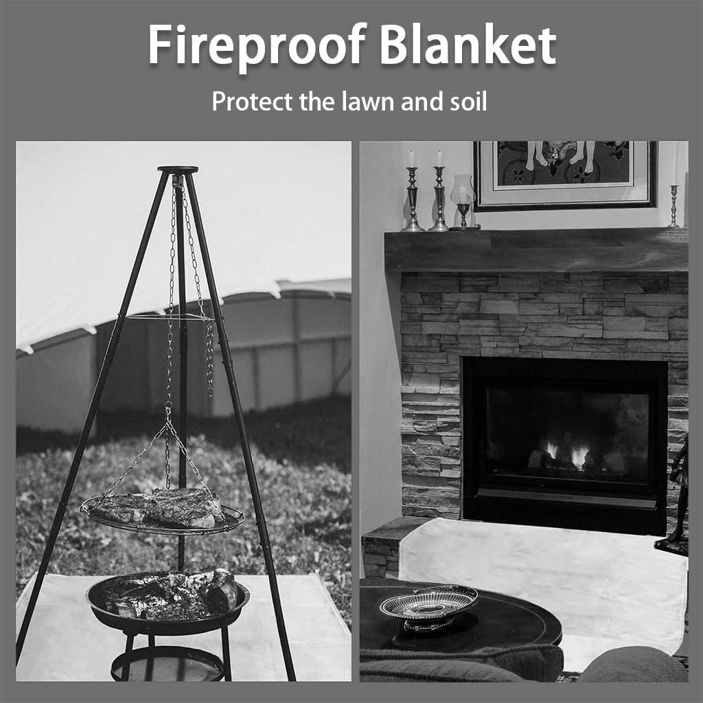 Self-Luminous Silicone Fire Blanket for Camping & Kitchen - 59x59 Inches Flame Retardant Emergency Blanket (Yellow) - Perfect for Outdoor Adventures & Home Fire Safety