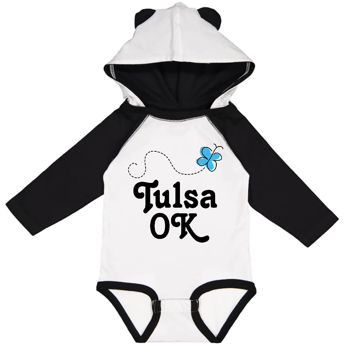 Inktastic Tulsa Oklahoma Butterfly Print Long Sleeve Baby Bodysuit - Soft Cotton Infant Onesie for Boys & Girls - Perfect for Family Outings, Photo Shoots & Everyday Wear