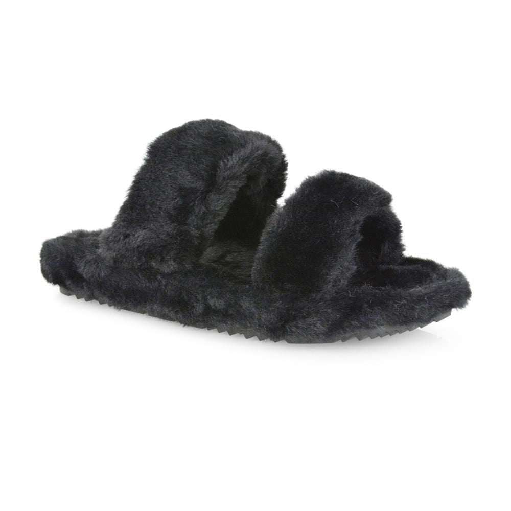 Chloe Fluffy Double Strap Slide Sandals for Women - Comfortable Summer House Slippers & Pool Slides - Perfect for Beach, Vacation, and Indoor Lounging