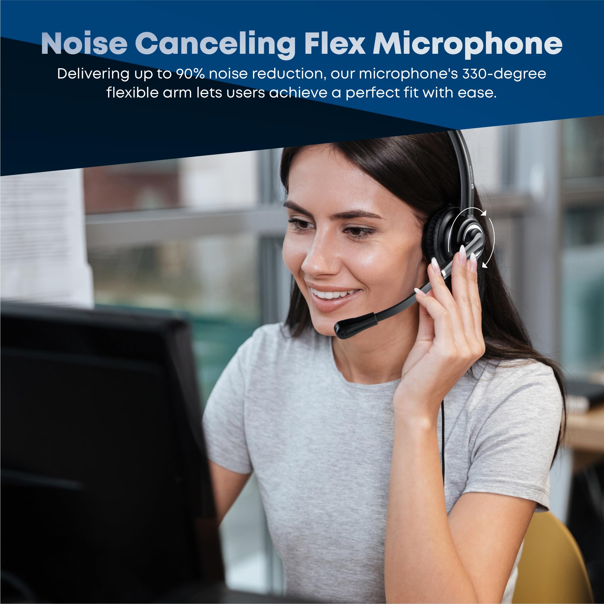 VoicePro 10 Professional USB Headset with Noise Canceling Mic - HD Sound & Mute Control for Home Office, Call Center | Compatible with Zoom, Teams, Skype | Perfect for Remote Work & Online Meetings