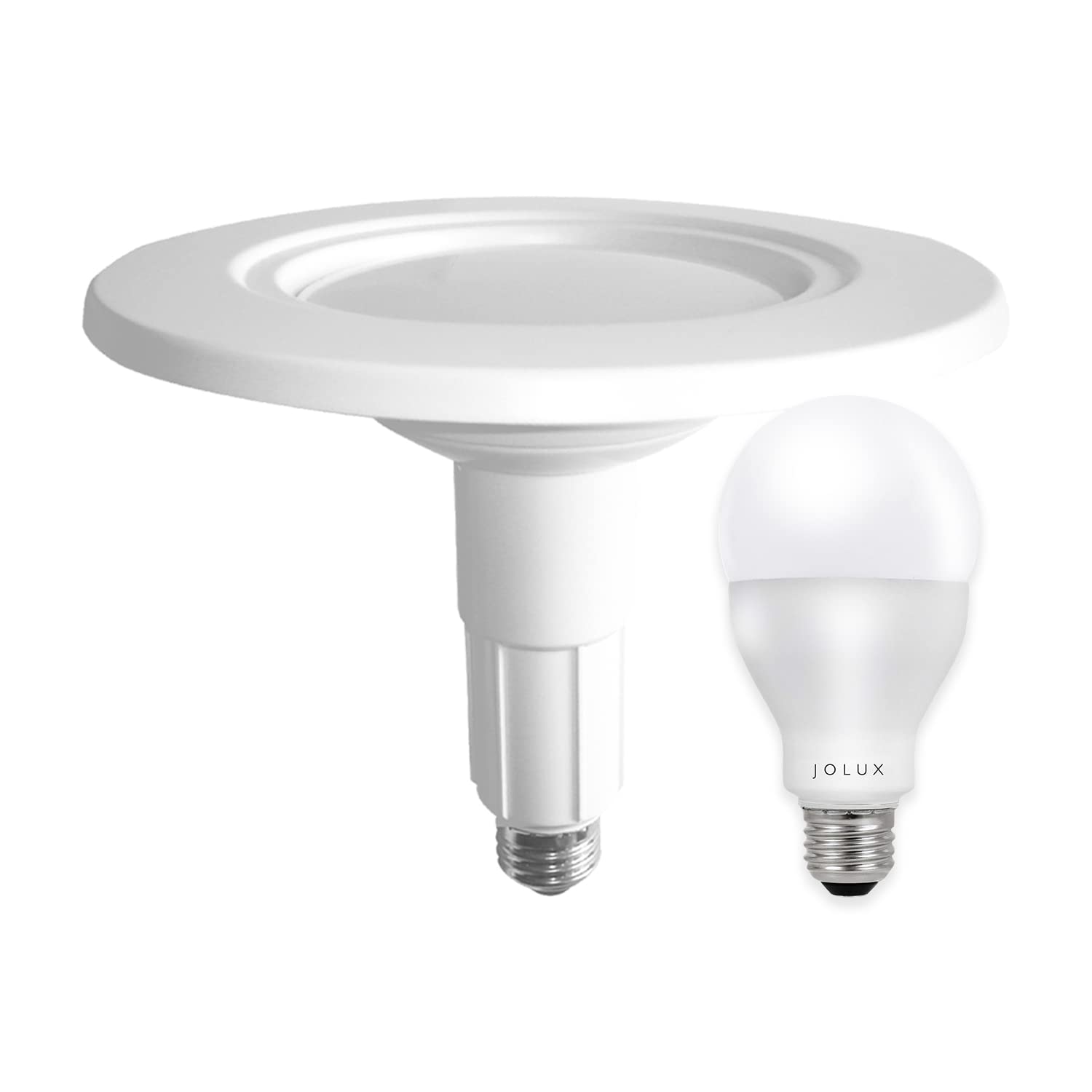 Jolux 5/6 Inch LED Adjustable Retrofit Downlight & A21 LED 3-Way Dimmable Light Bulb Combo - Energy Efficient Lighting for Home, Office, and Commercial Spaces