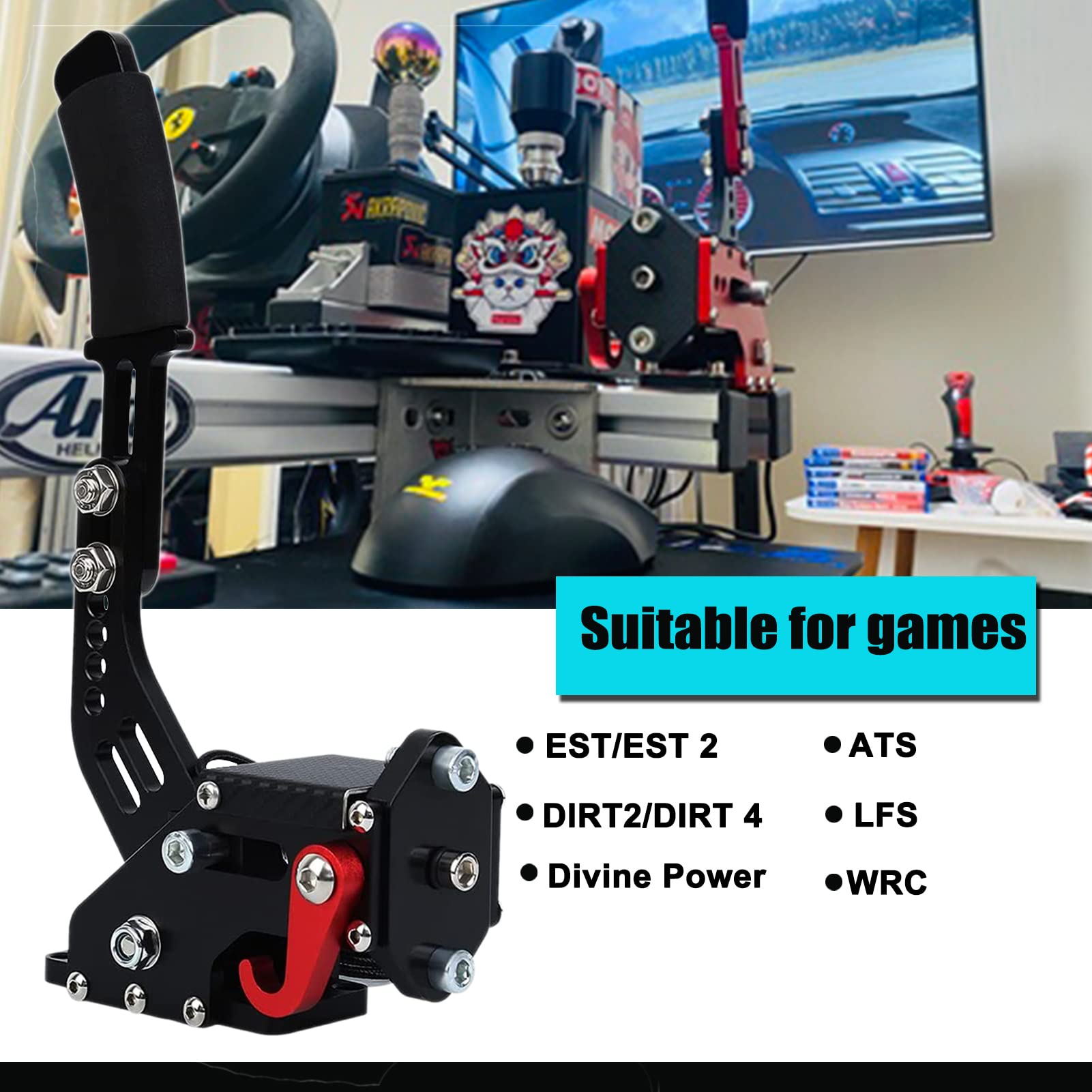 Obokidly Upgraded USB Handbrake for Sim Racing - Compatible with Logitech G920, XBOX ONE/XBOX ONE S & PC - Black Ergonomic Hand Brake with Clamp for Realistic Drifting & Rally Games - Perfect for Racing Simulators & Gaming Setups