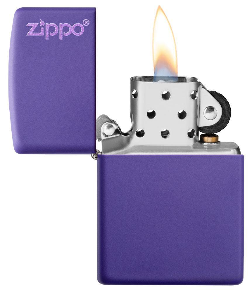 Classic Purple Matte Zippo Lighter with Logo - Windproof Refillable Metal Lighter for Outdoor Camping, Smoking & Survival Kits