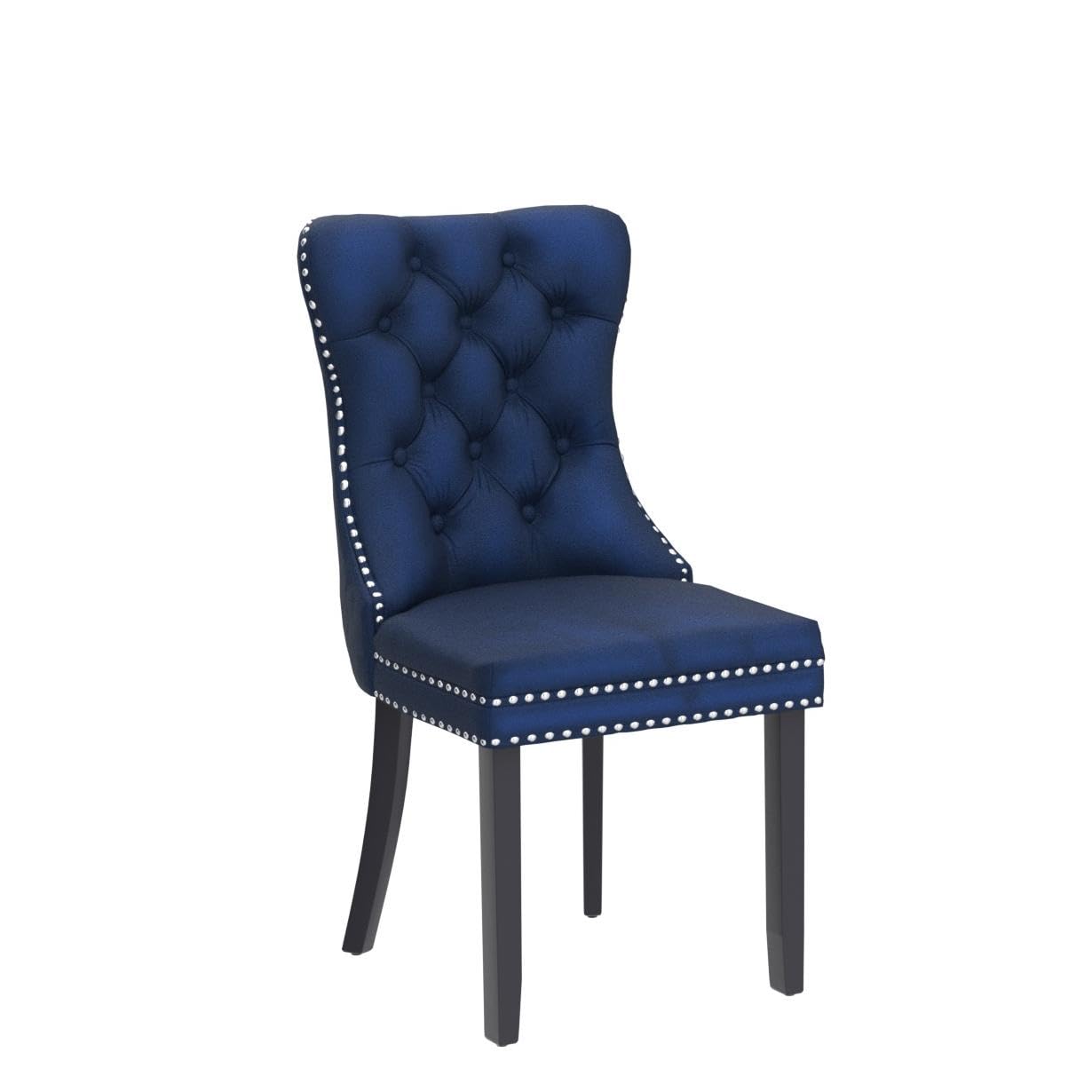 LZ LEISURE ZONE 2-Piece Upholstered Dining Chair Set - Button Tufted Armless Accent Chairs with Nailhead Trim & Back Ring Pull, 19.7