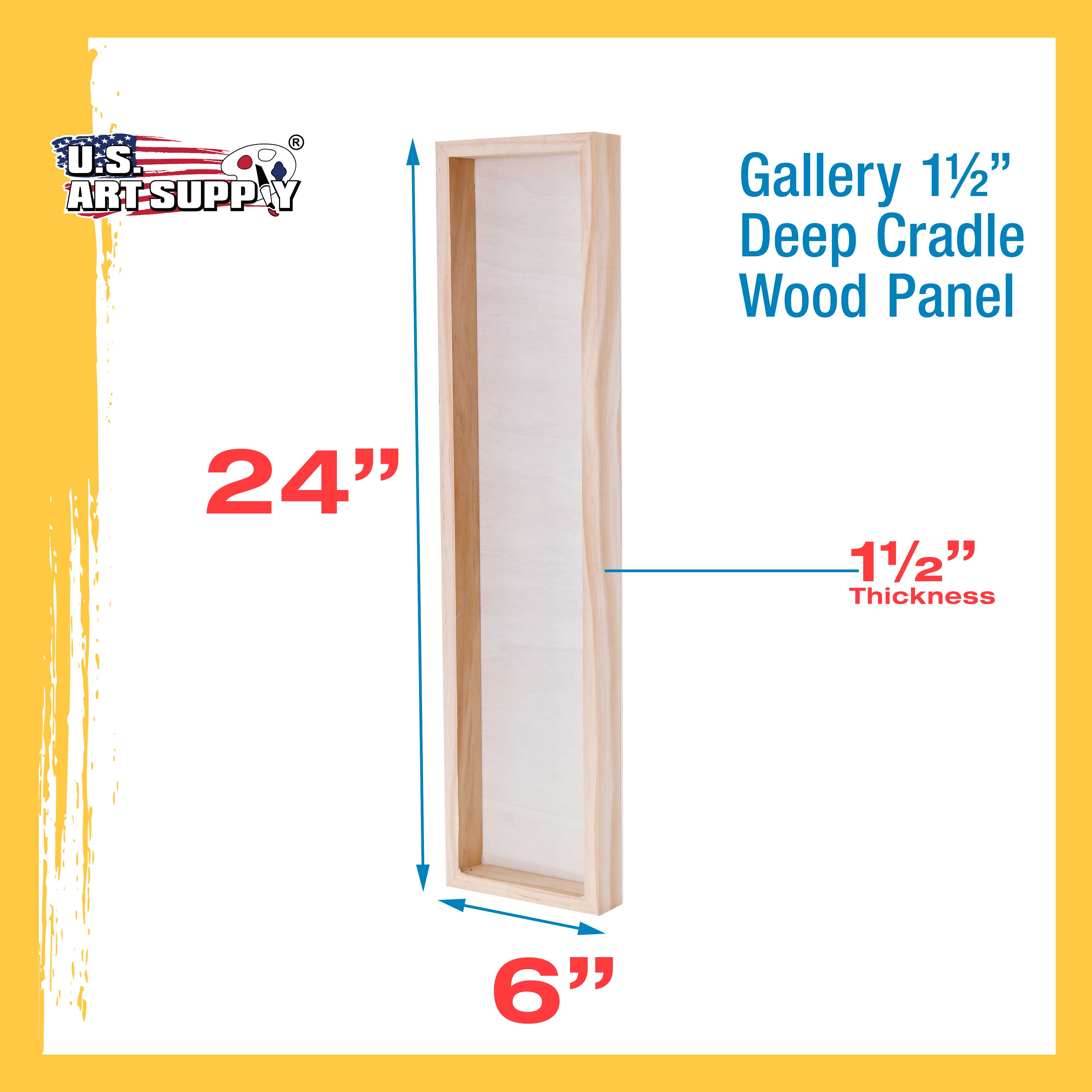 6 x 24 Unfinished Cradled Wood Panels for Painting - 2 Pack Gallery Depth Wooden Canvases - Perfect for Acrylic, Oil, Encaustic & Paint Pouring Art - DIY Mixed Media Craft Projects & Home Wall Decor