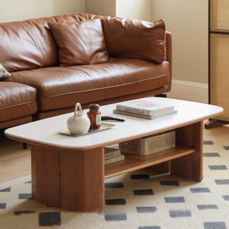 Premium Black Walnut & Cherry Solid Wood Coffee Table - Handcrafted Rustic Modern Living Room Centerpiece for Home Decor & Entertainment Spaces