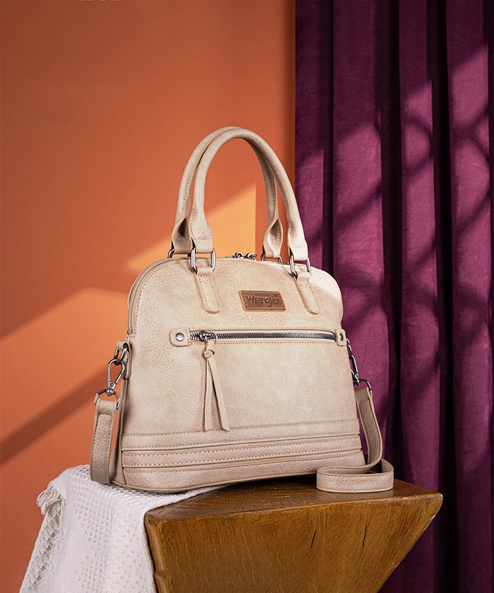 Wrangler Dome Satchel Crossbody Bag for Women & Men - Durable Leather Shoulder Bag - Perfect for Travel, Work & Everyday Use