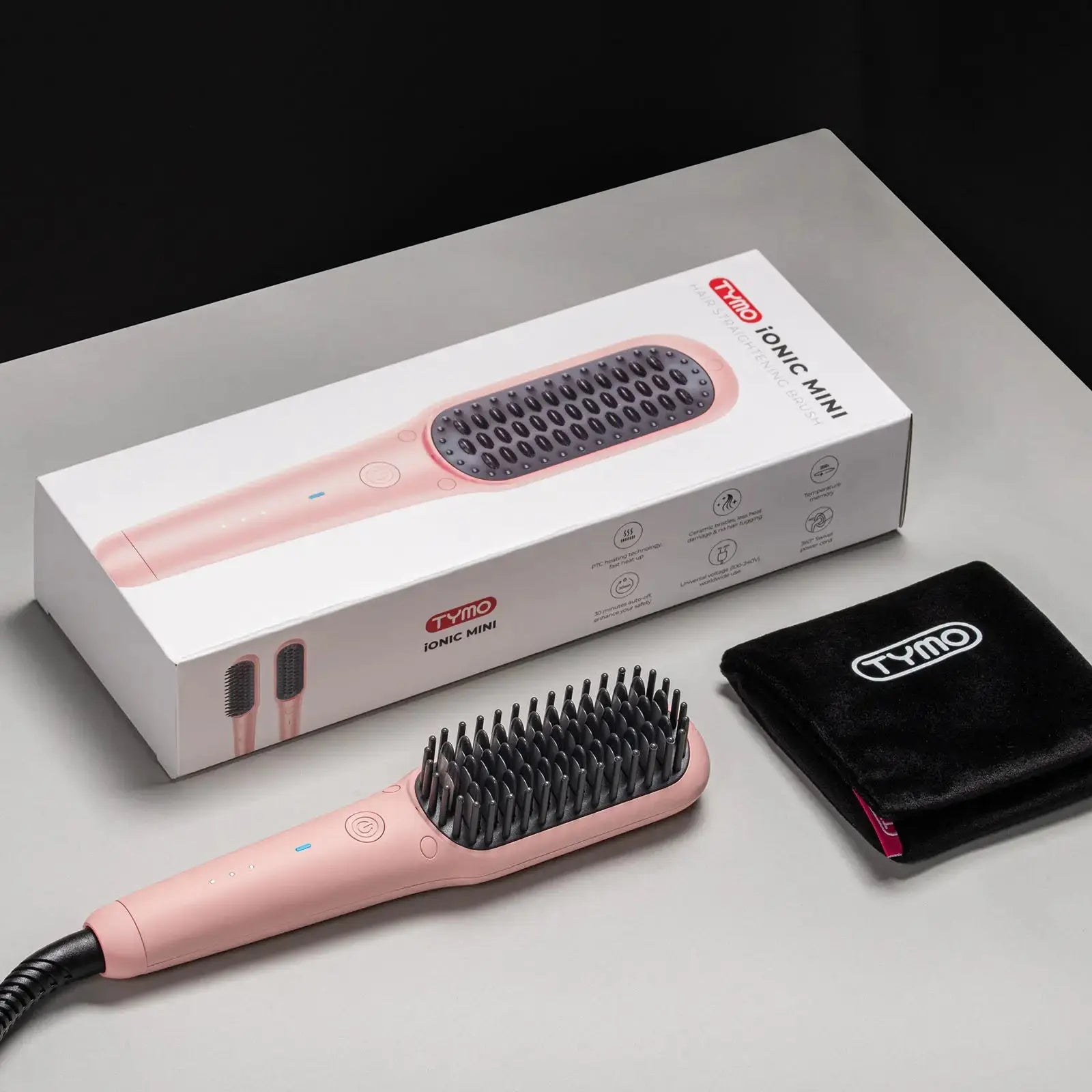 TYMO iONIC Mini Pink Hair Straightener - Compact & Travel-Friendly Flat Iron for Smooth, Shiny Hair - Perfect for Home, Salon & On-the-Go Styling