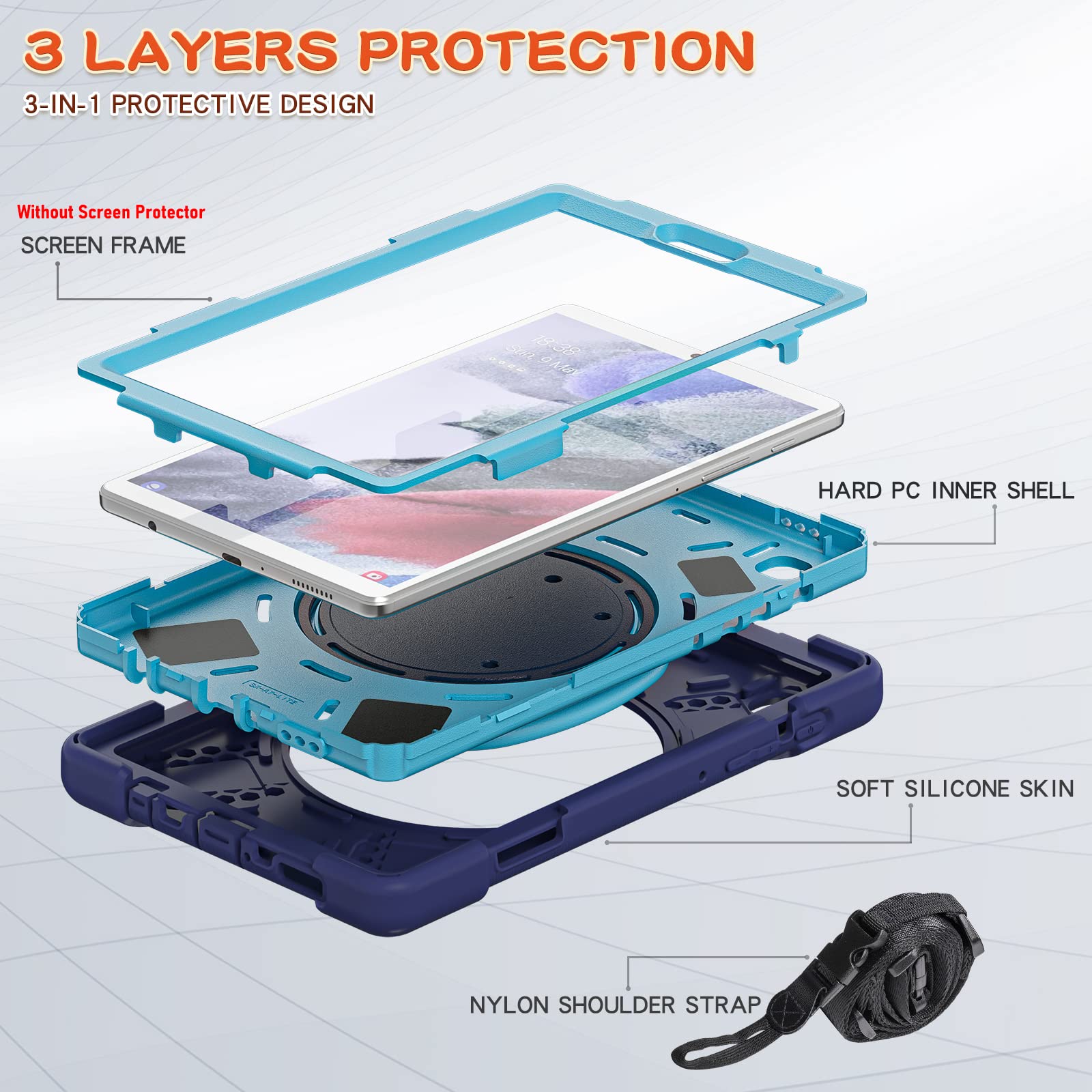 Rugged Protective Case for Samsung Galaxy Tab A7 Lite 8.7