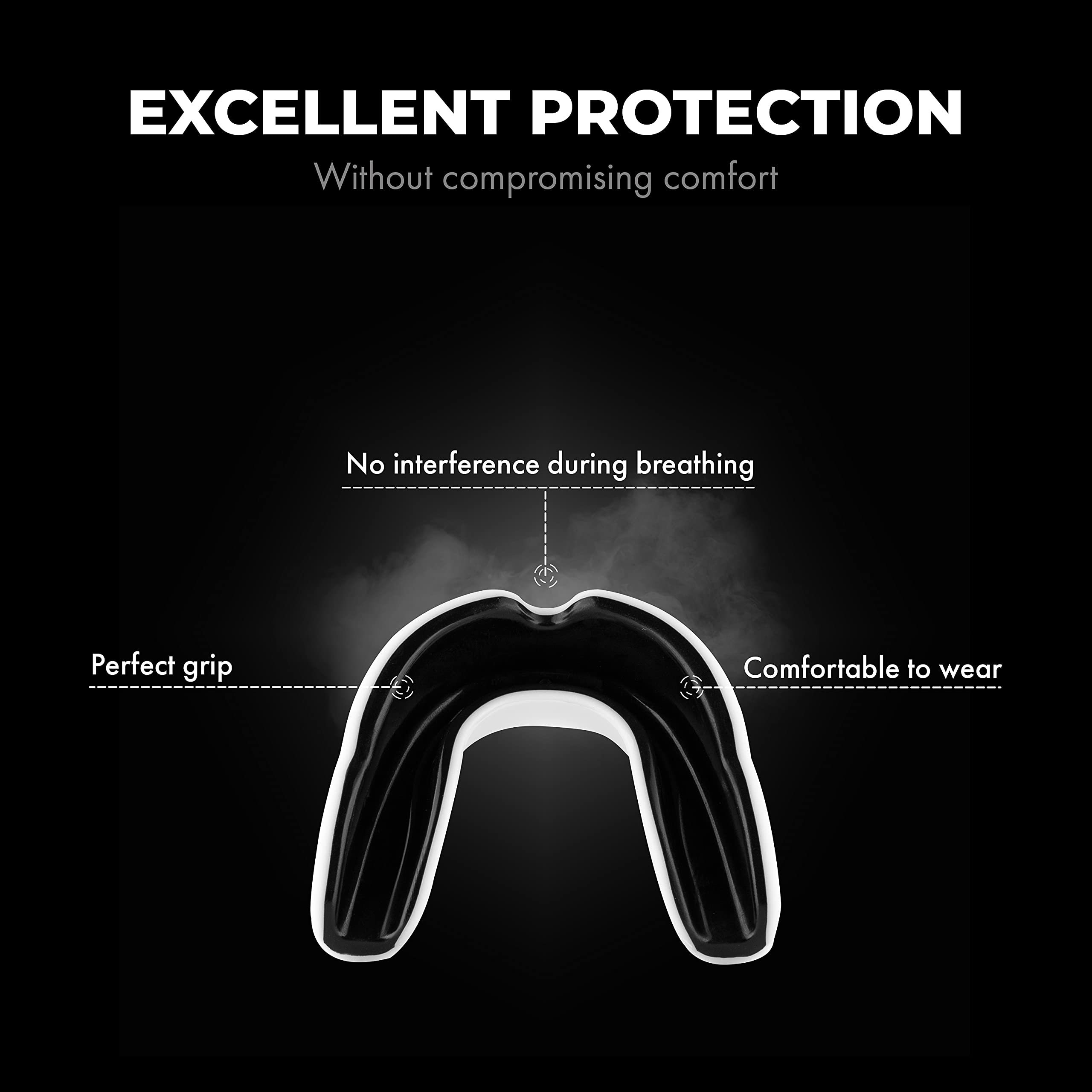 FIGHTR® Premium Mouth Guard for Boxing, MMA, Football - Breathable & Custom Fit Sports Mouthpiece with Hygienic Case | Ideal for Contact Sports, Martial Arts & High-Intensity Training