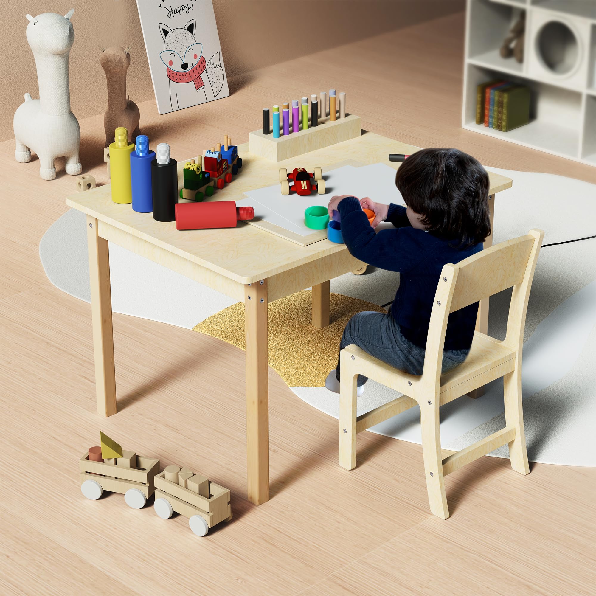 Kids Table and Chair Set - Adjustable Toddler Desk & Chair for Learning, Drawing & Play - Perfect for Preschool, Homeschool & Playroom Activities