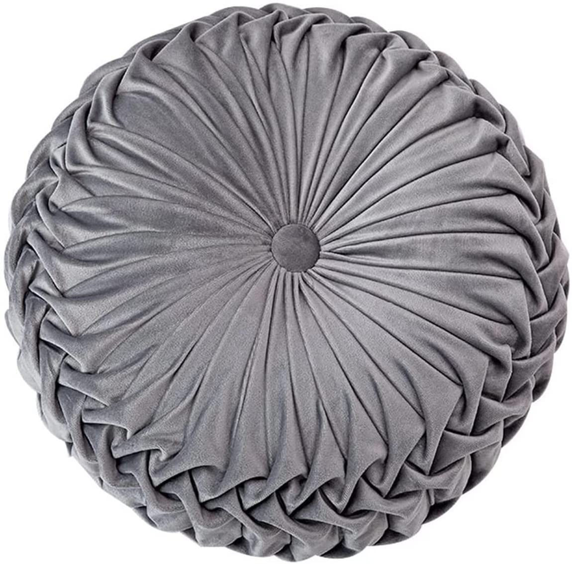 3D Velvet Round Throw Pillow - Soft Pumpkin Decorative Cushion for Couch, Bed, Floor & Car Decor (Grey) | Cozy Home Accent & Seasonal Fall Decorating