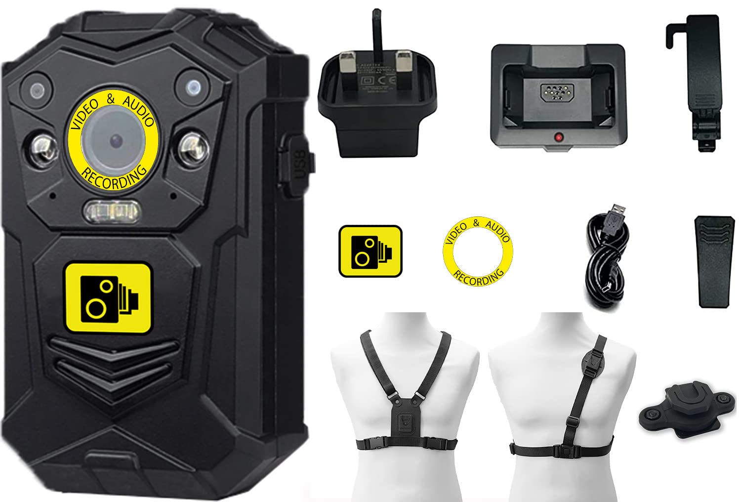 Brifield BR1 1512p HD Body Worn Camera - 64GB Professional Wearable Bodycam with Klickfast Strap & USB-C for Security Guards, Bouncers, Door Staff - Ideal for Personal Protection, Nightclub Security, and Law Enforcement Surveillance