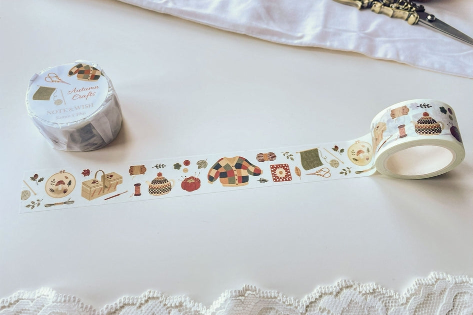 Autumn Crafts Washi Tape - Decorative Japanese Paper Tape for Scrapbooking, Journaling, DIY Projects & Fall Home Decor