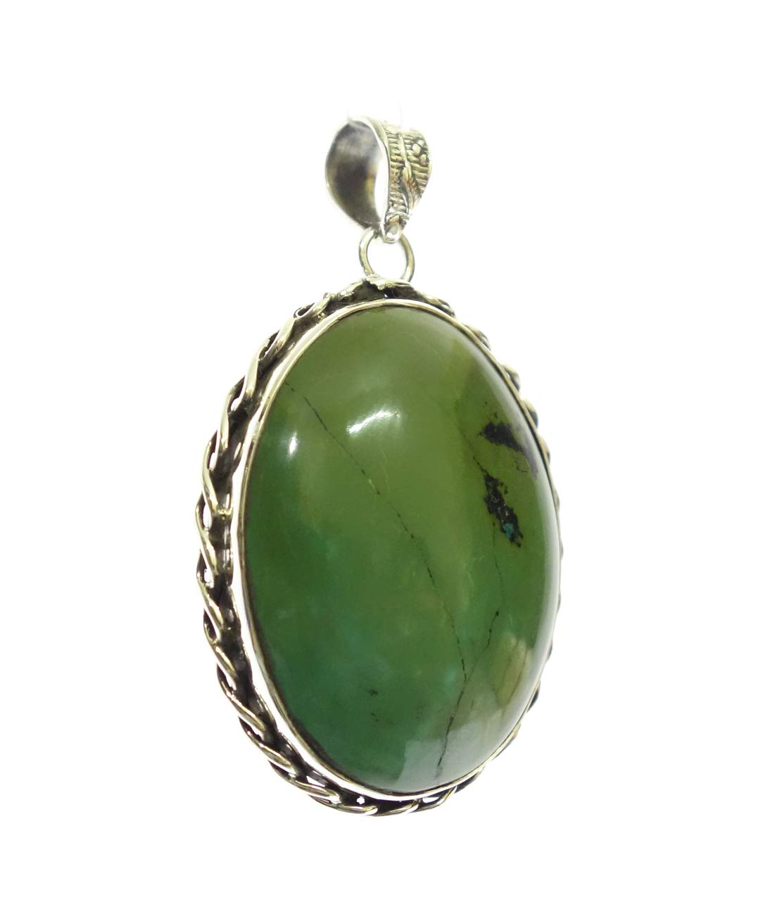 925 Sterling Silver Pendant for Women - Natural Green Tibetan Turquoise Gemstone Necklace, Handmade Boho Jewelry for Everyday Wear & Special Occasions