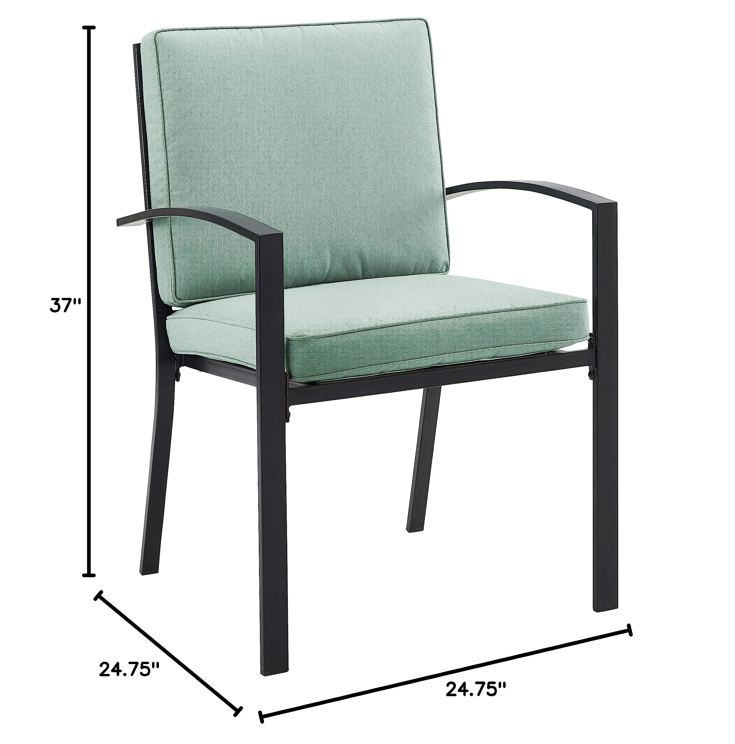 Crosley Kaplan 2-Piece Outdoor Dining Chair Set - Oiled Bronze Patio Chairs with Mist Cushions for Deck, Backyard, Garden & Poolside Relaxation