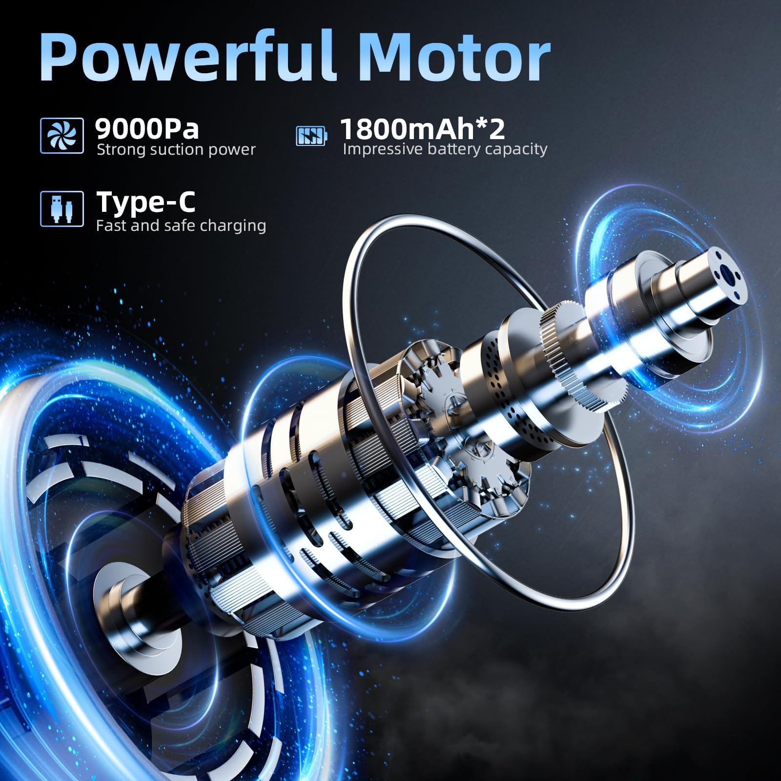 High Power Handheld Car Vacuum Cleaner - Rechargeable Mini Vacuum with LED Light & Detailing Brush for Car Interior, Home, Office, Keyboard Cleaning | Portable for Auto Detailing, Pet Hair, Dust Removal