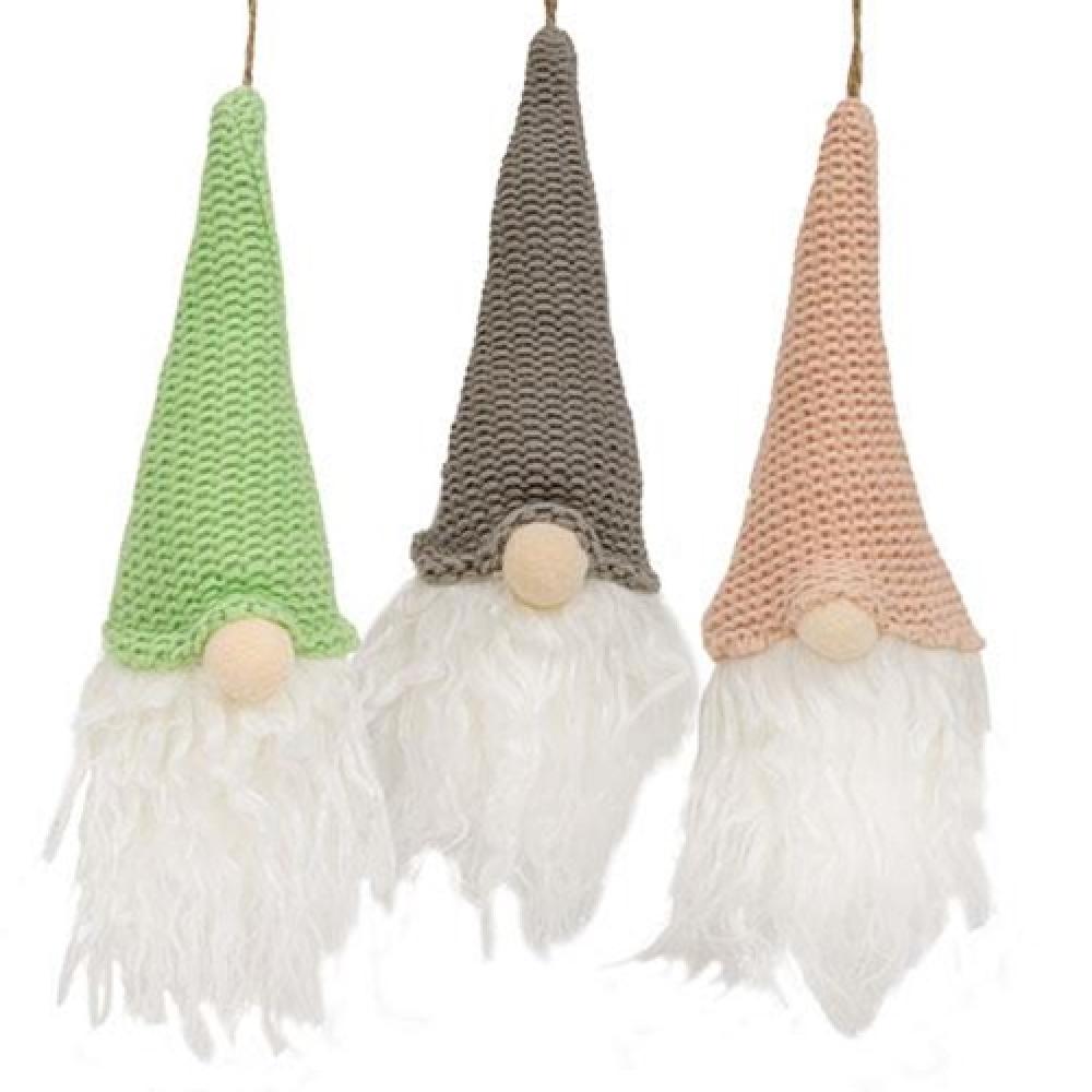 Blue, Pink, or Green Hat Gnome Ornament Set of 3 - Christmas Tree Decorations, Garden Decor, Gift for Gnome Lovers