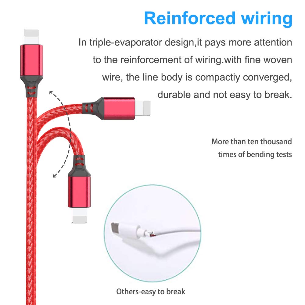 2-in-1 Multi Charger Cable 3Ft Nylon Braided Fast Charging Cable with Type C & Lightning Connector - Compatible with iPhone 15/14/13, Samsung Galaxy S8/S9/S10, LG, Pixel, Huawei & Android Tablets - Perfect for Home, Office & Travel Charging