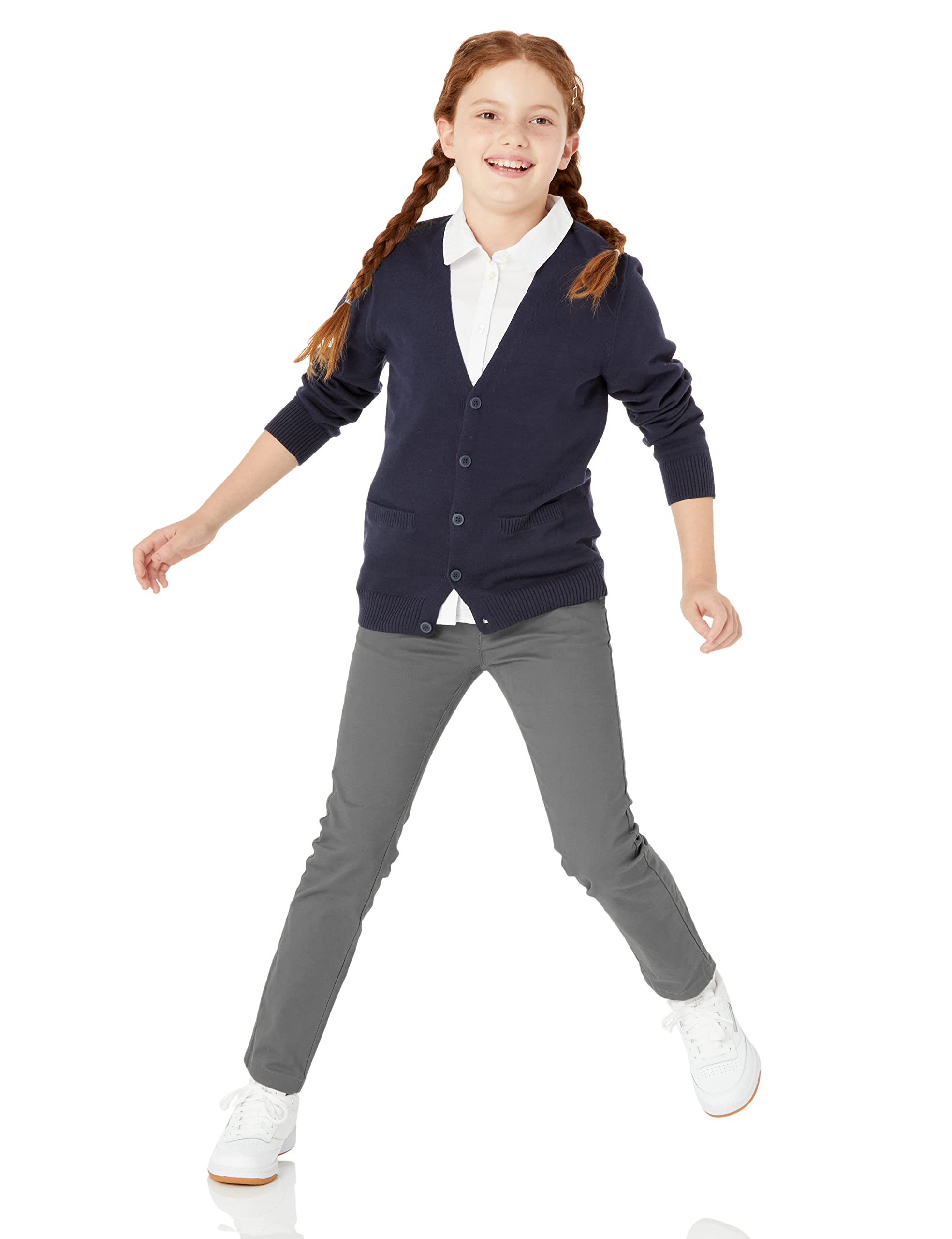 Amazon Essentials Girls & Toddlers Uniform Slim Fit Cardigan Sweater - Perfect for School Uniforms, Church & Special Occasions