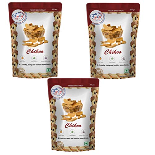 Premium Freeze Dried Chikoo (Sapodilla) Snacks - 250g Pack of 3 (750g Total) | All-Natural Vegan Dried Fruit for Kids & Adults | Healthy Camping, Hiking & Survival Food | Great for Travel, Office & School Lunchboxes