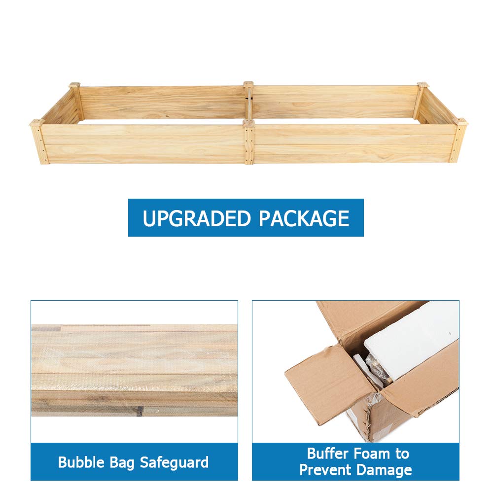 VINGLI 96x24x10 Inch Wooden Raised Garden Bed - Outdoor Planter Box for Vegetables, Flowers, Herbs - Durable Patio Planting Kit for Lawn, Yard & Backyard Gardening - Perfect for Urban Farming & Small Space Gardening
