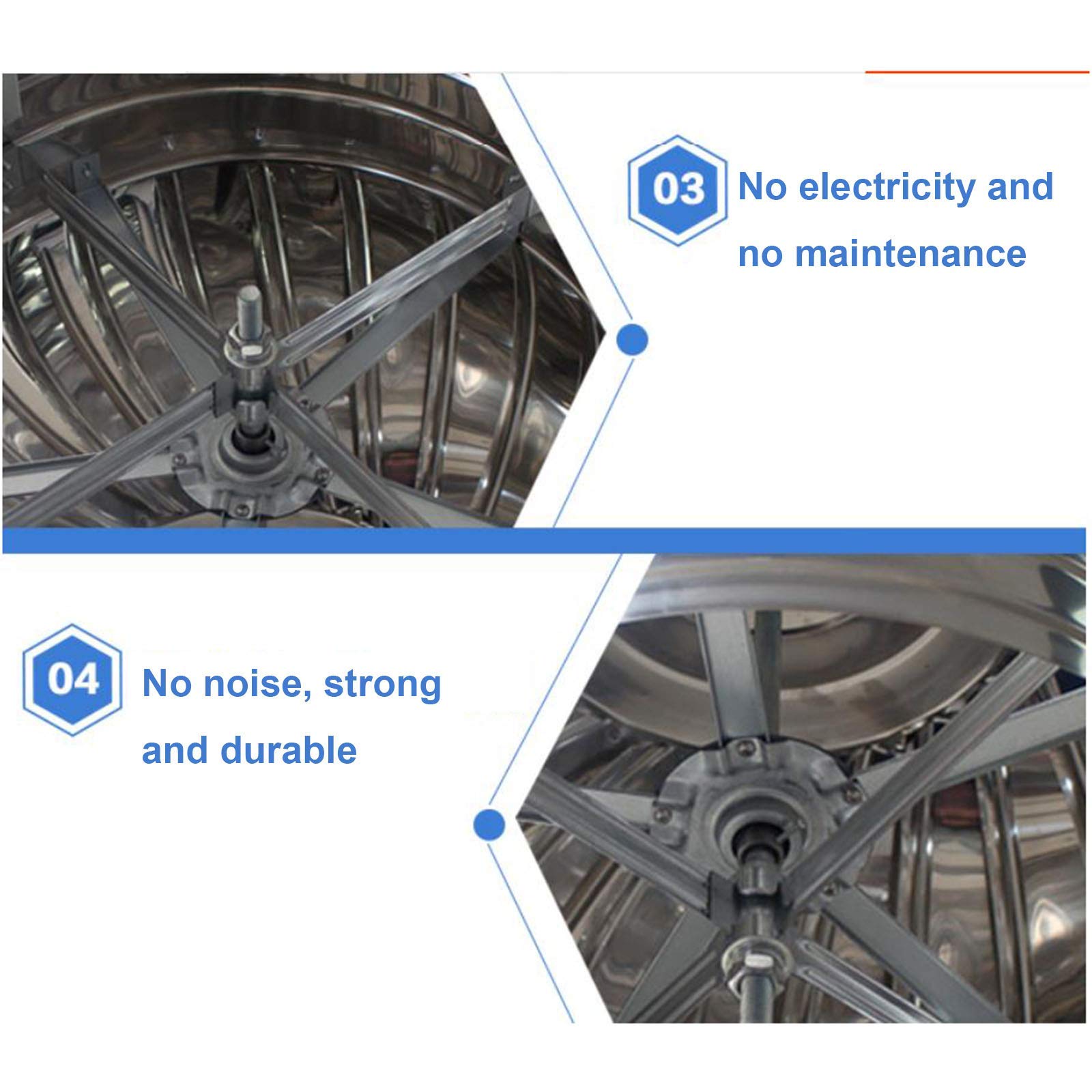 201 Stainless Steel Rotating Chimney Cowl Cap - Anti-Downdraught Vent Spinner with Clamp (200mm) Fits Most Standard Chimney Pots - Perfect for Home Roof Ventilation & Weather Protection