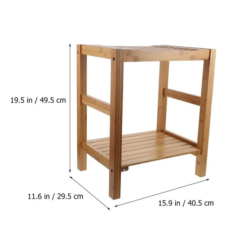 Durable Bamboo Double Layer Bathroom Storage Shelf & Stool - Anti-Skid Design for Pregnant Women & Elderly | Space-Saving Organizer for Shower, Toilet & Laundry Room
