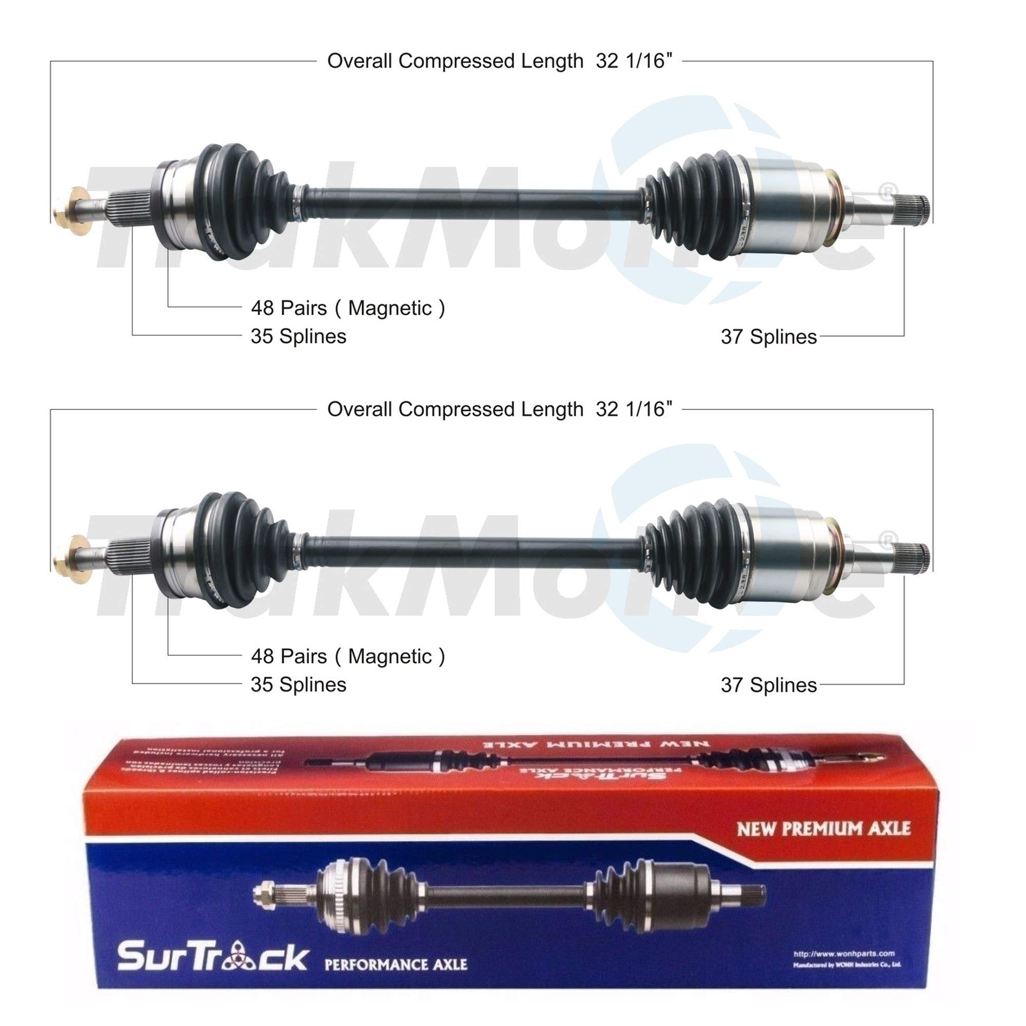 SurTrack Pair of 2 Rear CV Axle Shafts Compatible with Dodge Challenger & Charger 300 - Perfect for Smooth Drives & Performance Upgrades