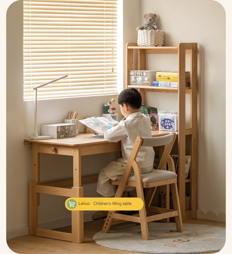 Solid Wood Kids Bookshelf - Oak & Beech Toy Storage Organizer for Bedroom, Playroom & Nursery - Durable & Stylish Children's Furniture