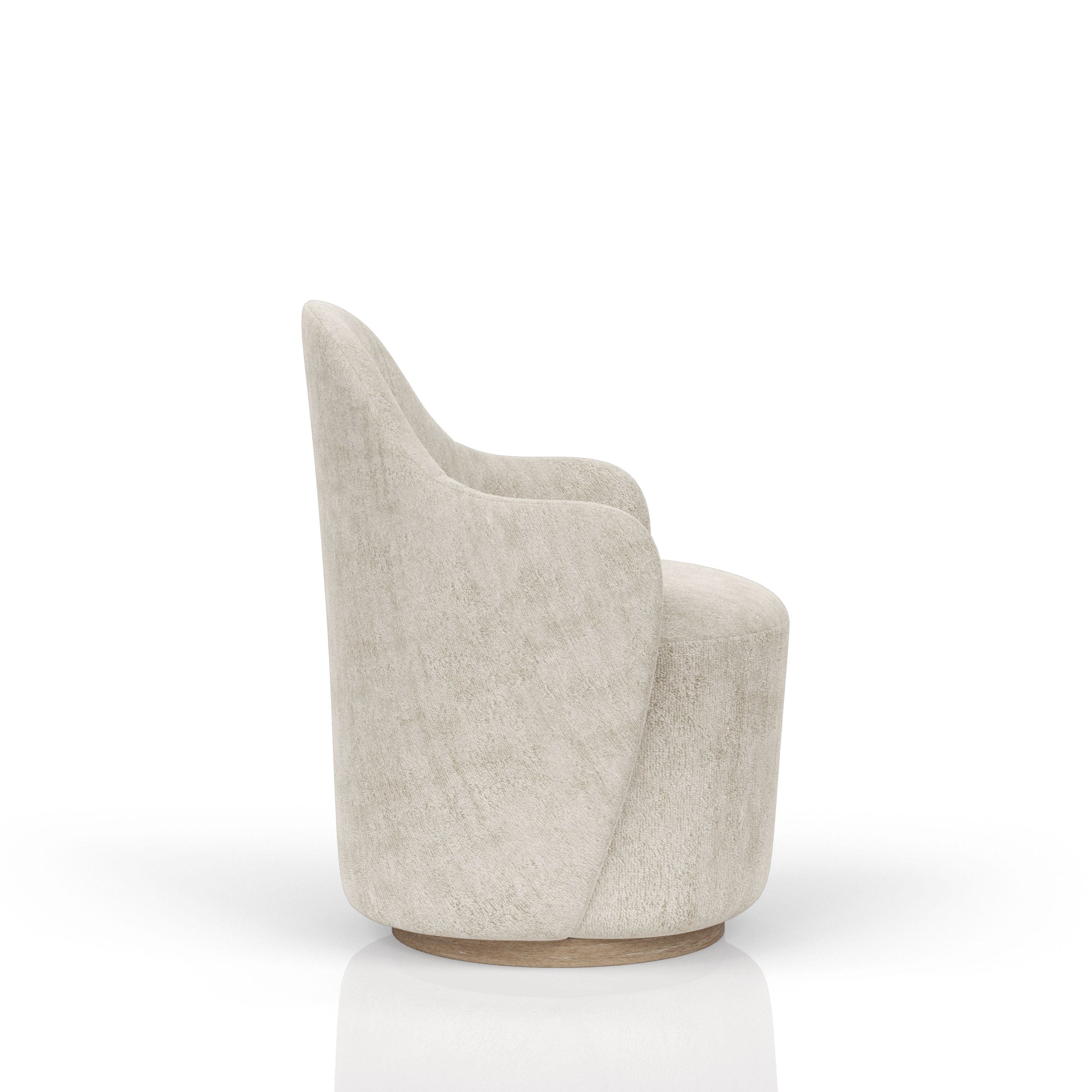 Luxury Cocoa & Ivory Swivel Barrel Chair - 360° Rotating Accent Chair for Living Room, Bedroom, Office - Modern Comfortable Reading Chair with Sturdy Base