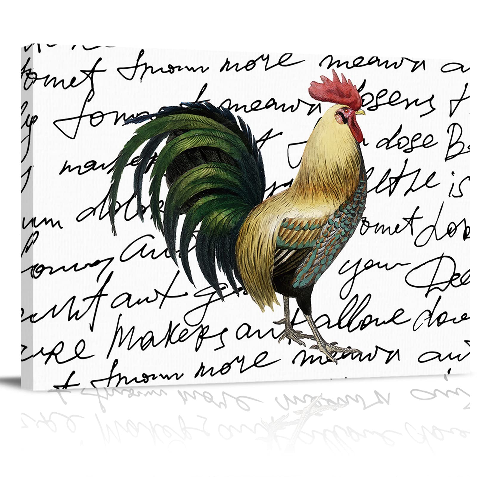 Farmhouse Rooster Wall Art - Framed Canvas Painting for Bathroom, Bedroom & Kitchen Decor - 20x28 Inch Rustic Country Home Wall Decor - Perfect for Farmhouse, Cottage & Country Style Interiors