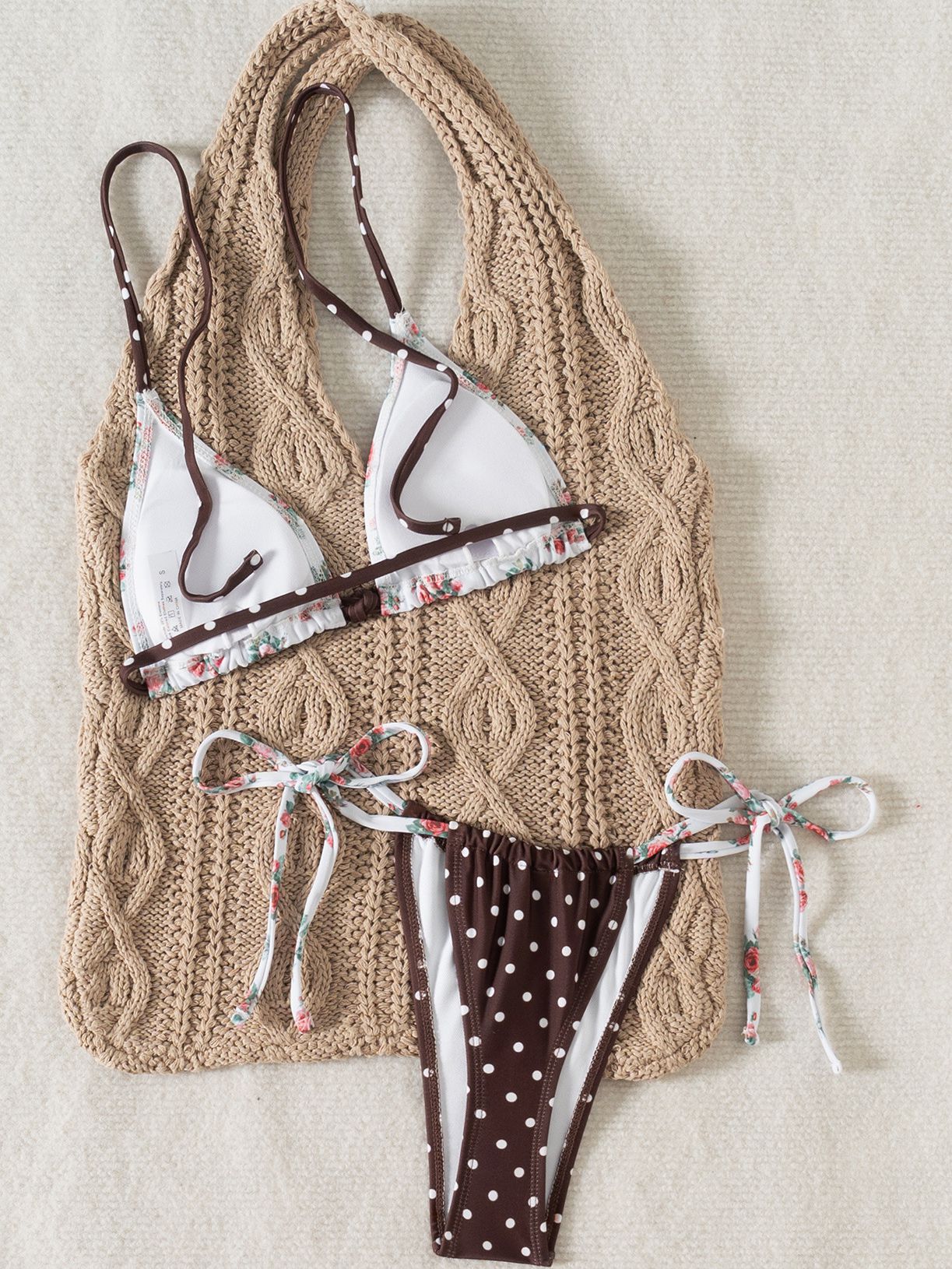 ZASUWA Women's Sexy Floral Wave Print Bikini Set - Perfect for Beach Vacation, Pool Party & Summer Swimwear