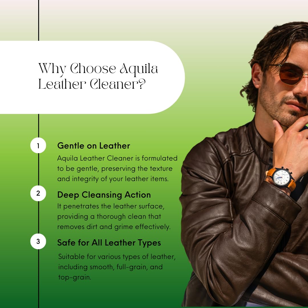 Aquila Leather and Suede Cleaner Kit - Gentle Cleaning Solution for Shoes, Bags, Jackets & Furniture - Restores Shine & Protects Leather & Suede Items