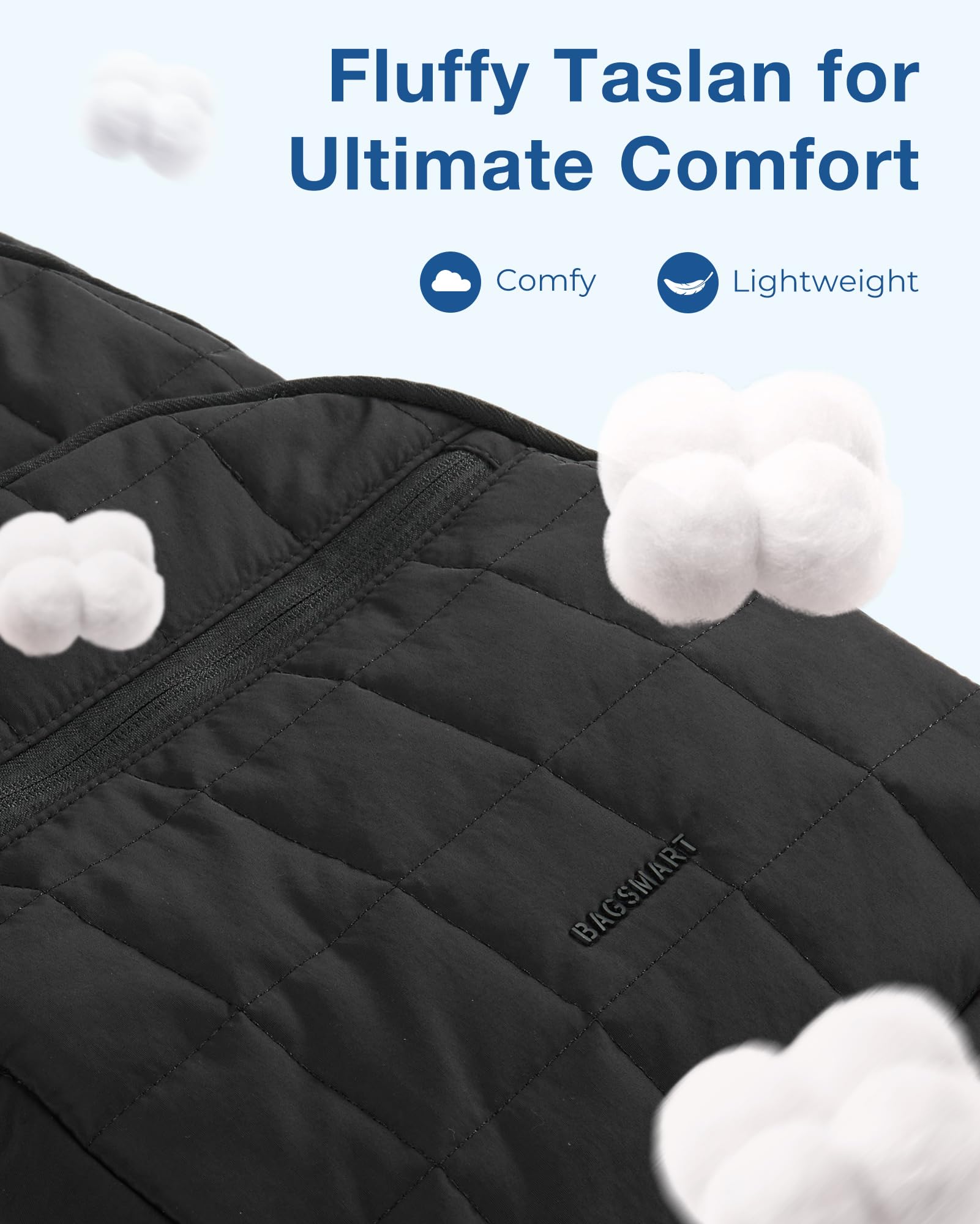 BAGSMART Quilted Water-Resistant Laptop Backpack for Women - Stylish College & Travel Daypack Fits 15.6 Inch Notebook - Perfect for School, Work & Commuting - Black