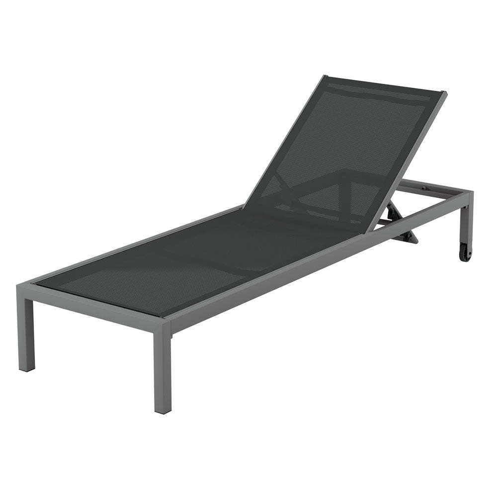 Premium Aluminum Sun Lounger with Wheels - Adjustable & Portable Grey Outdoor Chaise Lounge for Poolside, Beach, Patio, and Backyard Relaxation