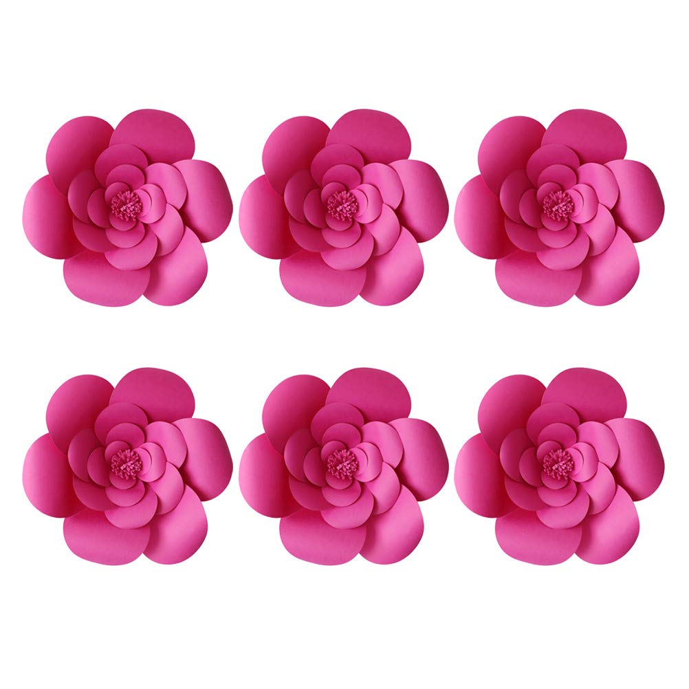 Amosfun 3D Artificial Red Rose Paper Flower Wall Decor - 20cm Realistic Floral Arrangement for Wedding, Party, Home & Event Decoration