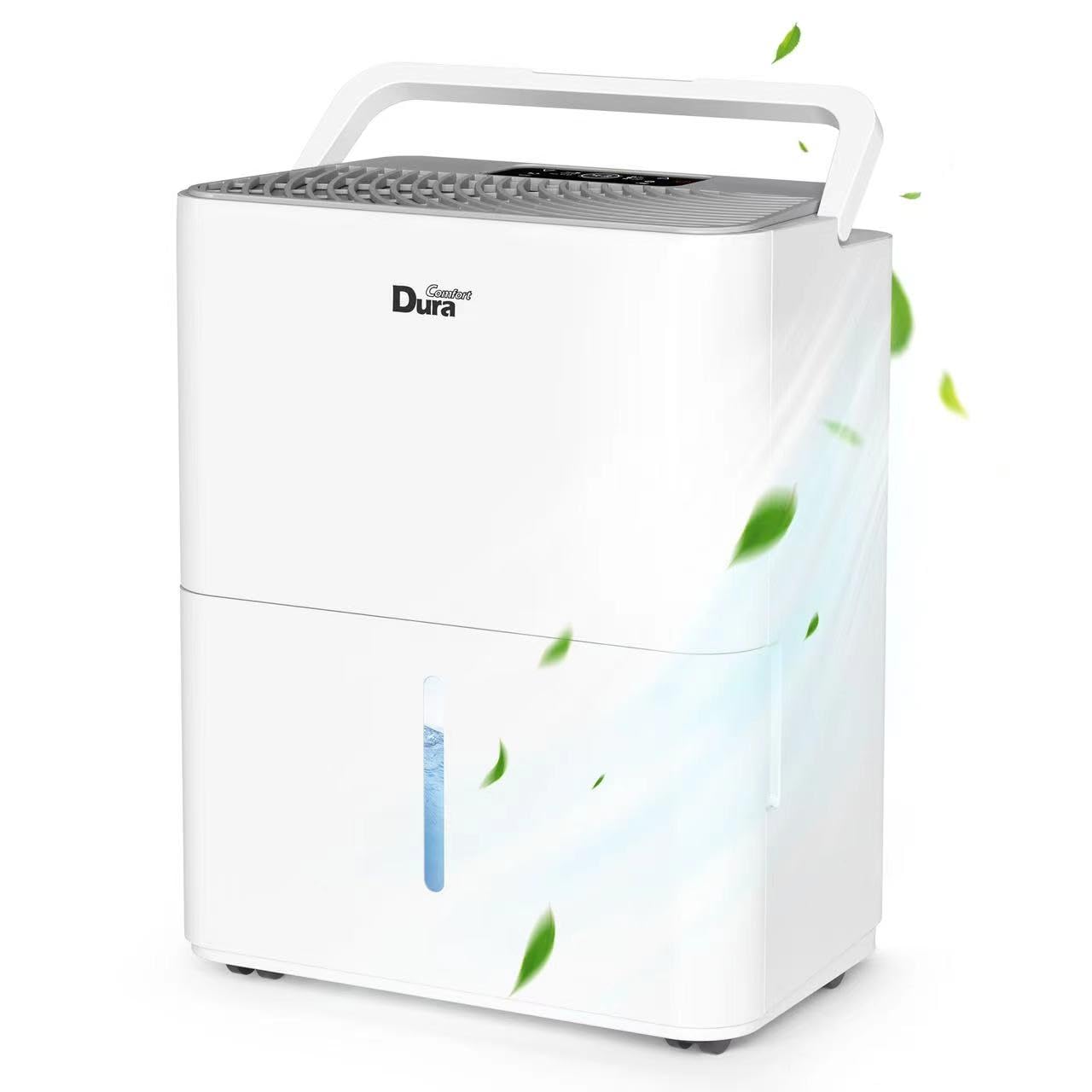 **DuraComfort 25 Pints Compact Dehumidifier for Bathroom, Bedroom, Closet, Kitchen, RV & Basement - Up to 1500 Sq.Ft with Drain Hose - White | Ideal for Moisture Control in Small Spaces & Travel Use**