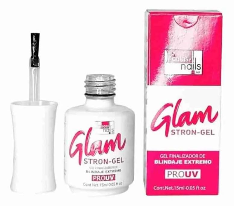 Fantasy Nails Glam Strong Gel Top Coat - 1 Fl Oz Non-Wipe Clear UV/LED Gel Polish - Long Lasting Shine for Manicures & Nail Art - Perfect for Salons, Home Use & Special Occasions