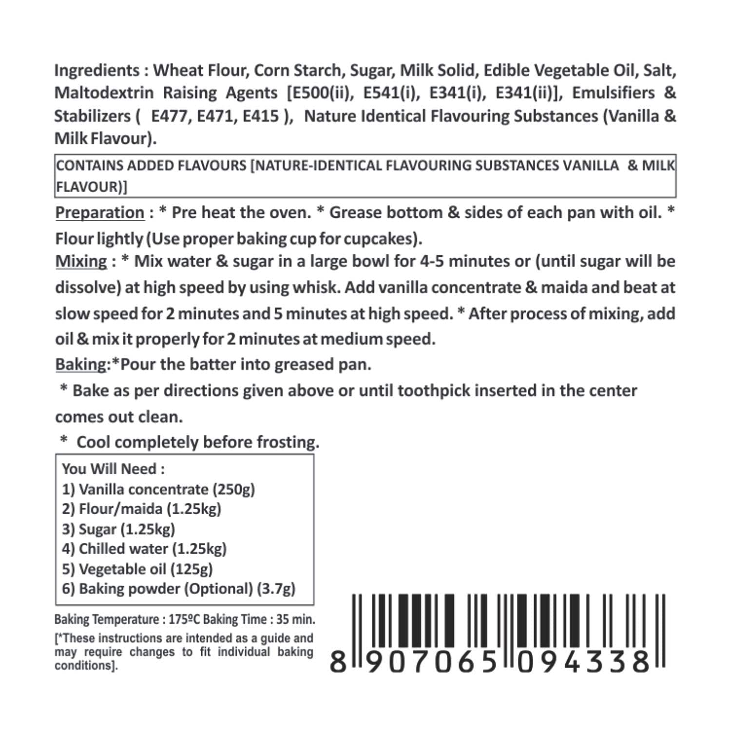 Shivay EGGLESS Cake Concentrate Mix - Vanilla Flavor (600g) for Baking, Desserts, and Special Occasions