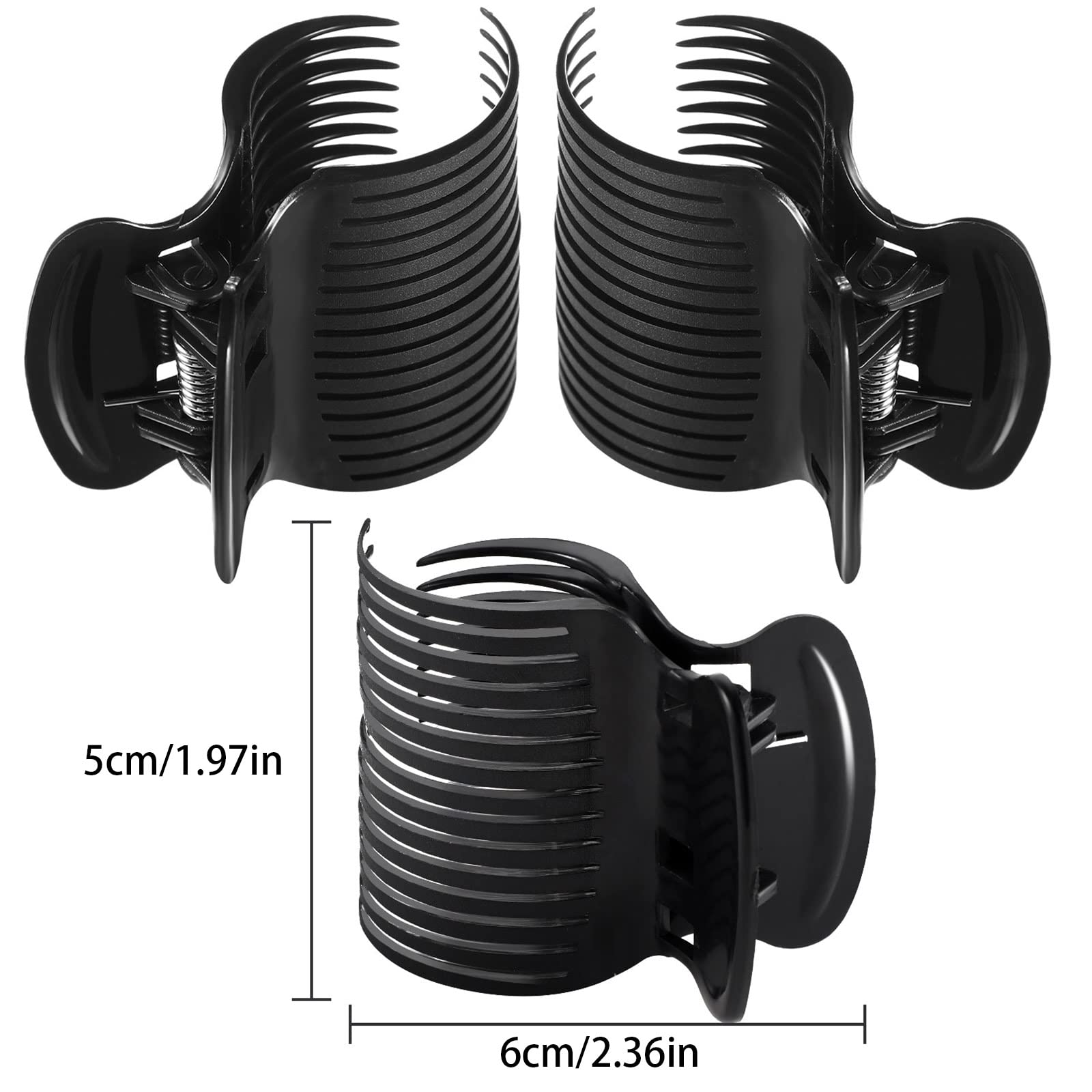 Hot Roller Clips for Hair - 12 Pack Black Hair Curler Claw Clips Replacement for Women & Girls - Perfect for Sectioning, Styling, and Creating Voluminous Curls at Home or Salon